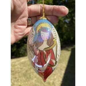 Li Bien 2007 Tear Drop Angel Reverse Painted ART Glass Christmas Ornament Pier 1